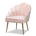 Baxton Studio Cinzia Pink Velvet Upholstered Gold Finished Seashell Shaped Chair 161-10400